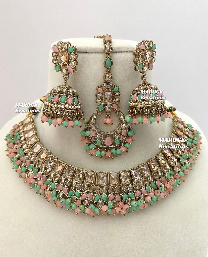 Antique Gold Polki Necklace set