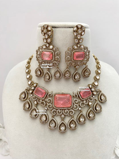 Labiba Sabyasachi inspired Premium Quality Moissanite Kundan with doublet stone Statement Necklace set
