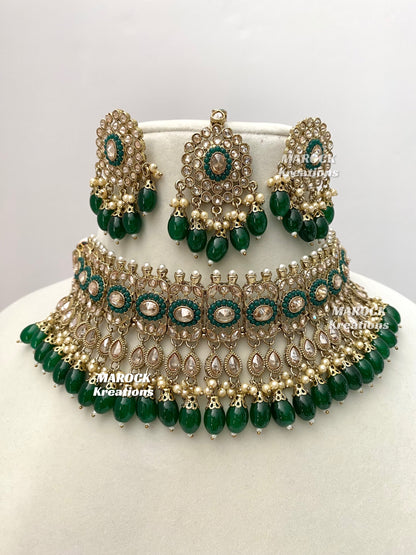 Antique Gold Polki choker sets