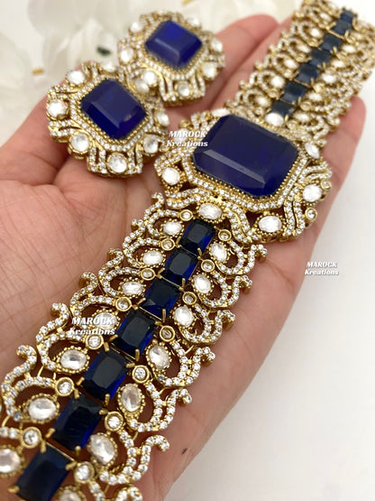 Paloma Sabyasachi inspired Premium Quality Moissanite Kundan and American Diamond choker set