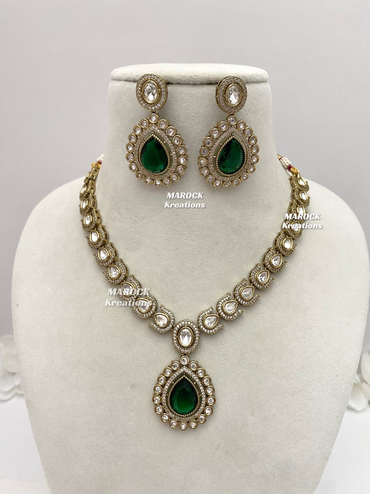 Camila Premium Quality Moissanite Kundan Necklace set
