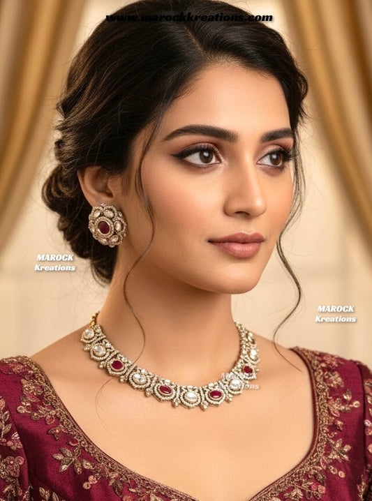 Sophia Premium Quality Moissanite Kundan Necklace set