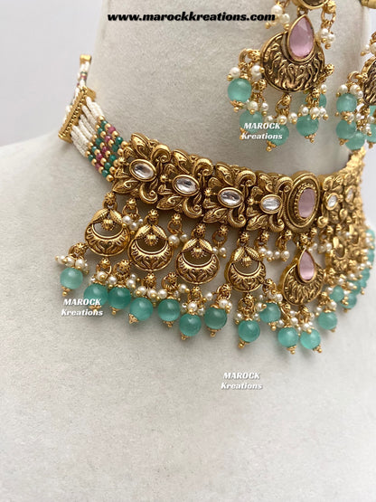 Sugandha Premium Quality Gold Plated Rajwadi choker set