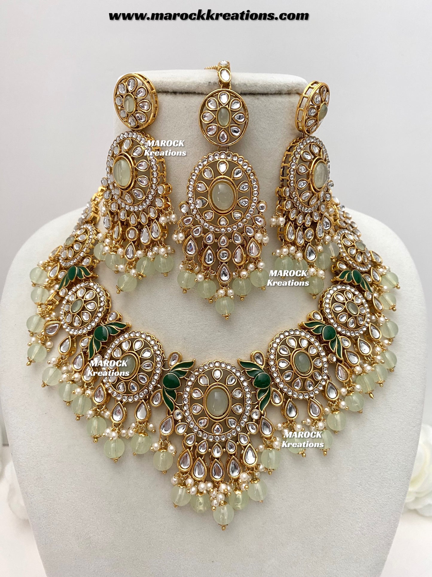 Iqra Premium Quality Kundan Meenakari Statement Necklace set