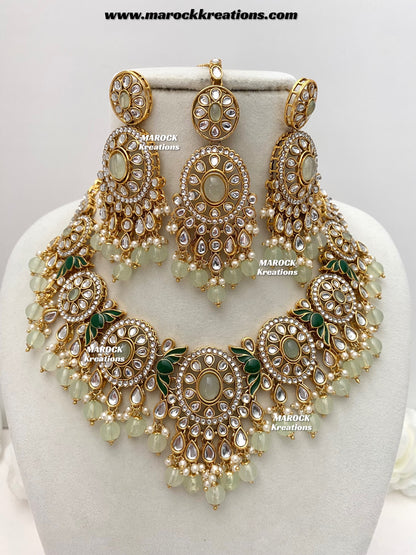 Iqra Premium Quality Kundan Meenakari Statement Necklace set