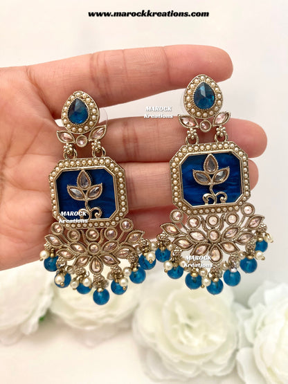Manika Premium quality Antique gold MOP Statement Earrings