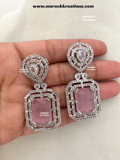 Fariha Silver American Diamond Necklace set