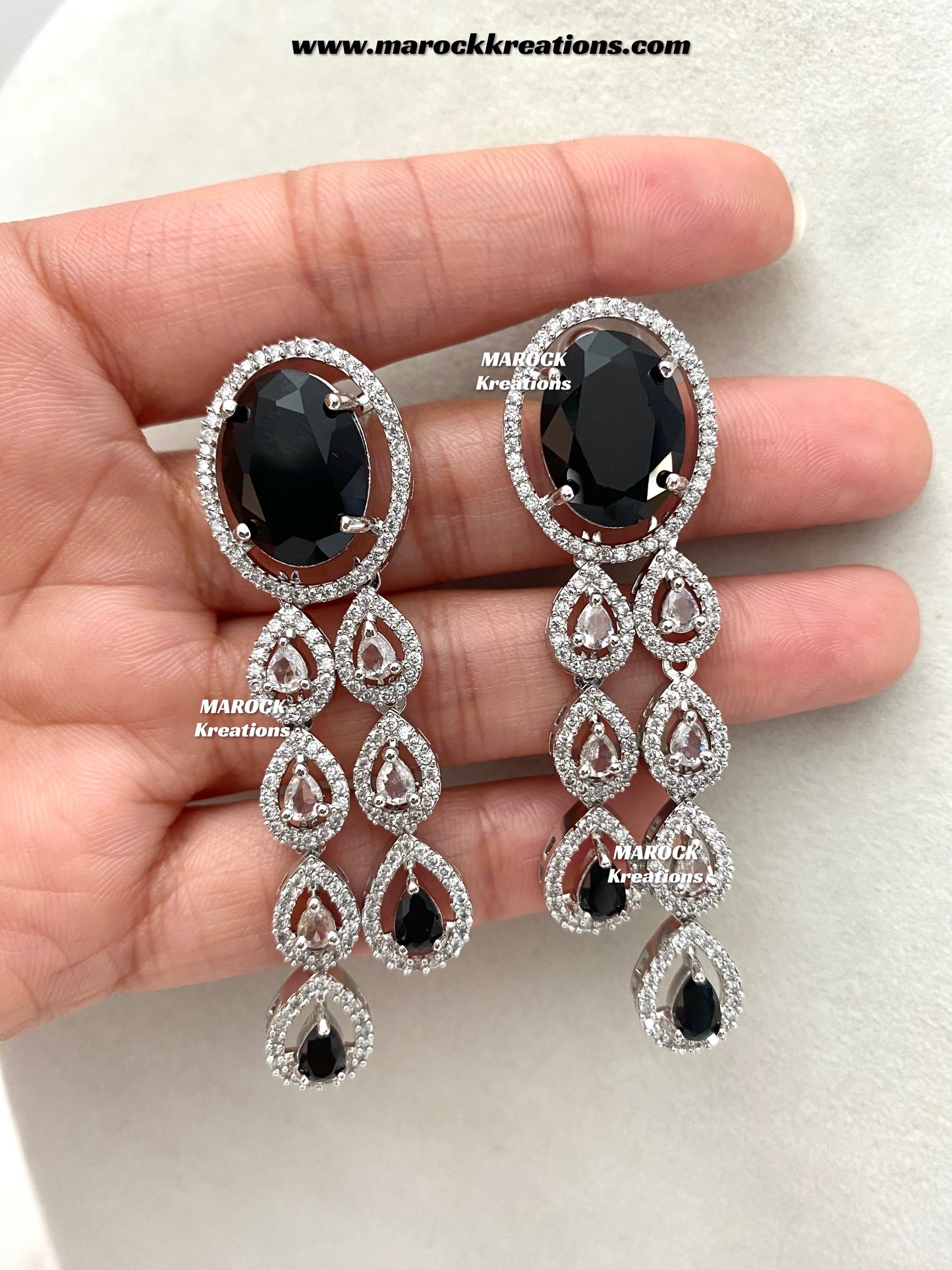 Zehra Silver American Diamond Double layer Necklace set