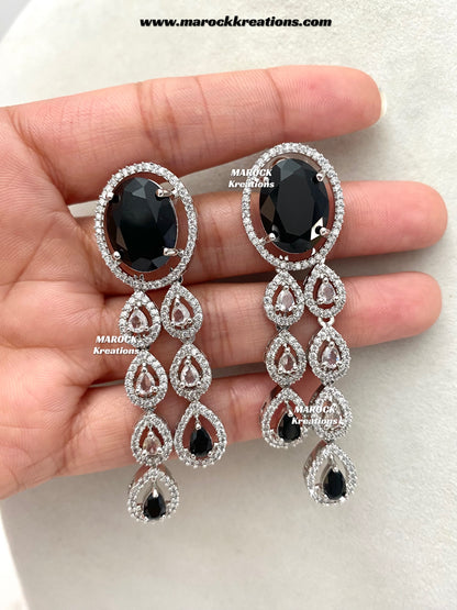 Zehra Silver American Diamond Double layer Necklace set