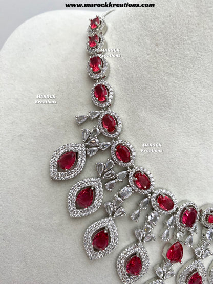 Samiha Silver American Diamond Necklace set