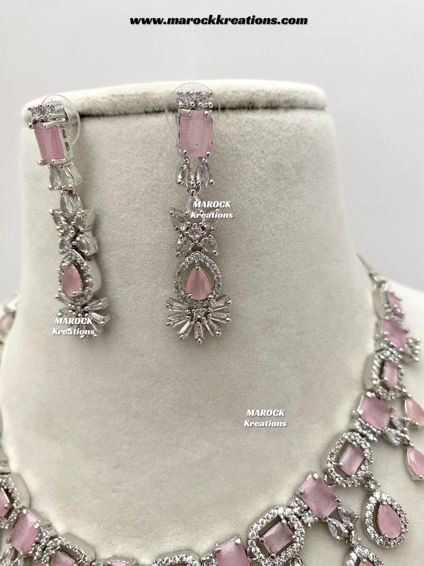 Erica Silver American Diamond Necklace set