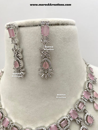 Erica Silver American Diamond Necklace set