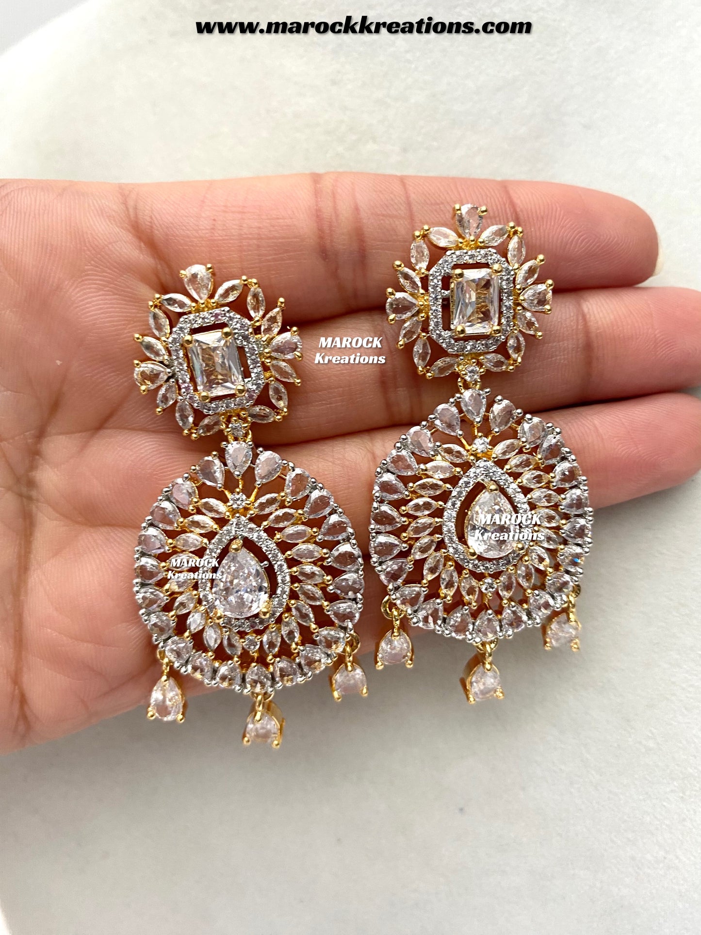 Farhat Golden American Diamond Necklace set