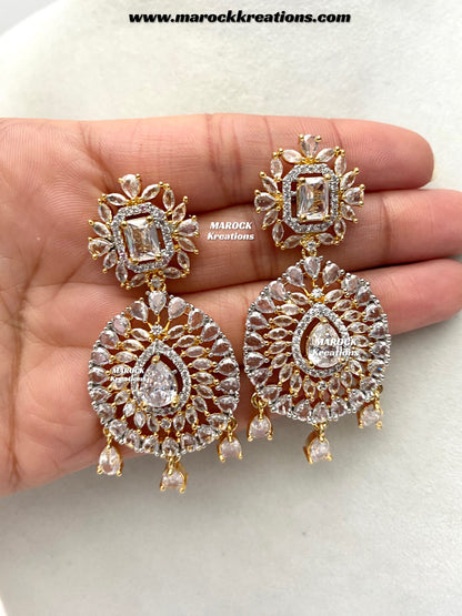 Farhat Golden American Diamond Necklace set