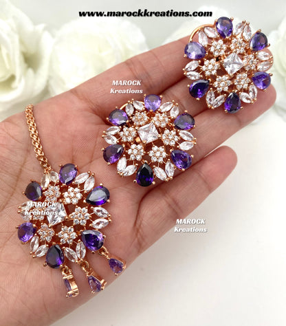 American Diamond studs earrings and tikka set