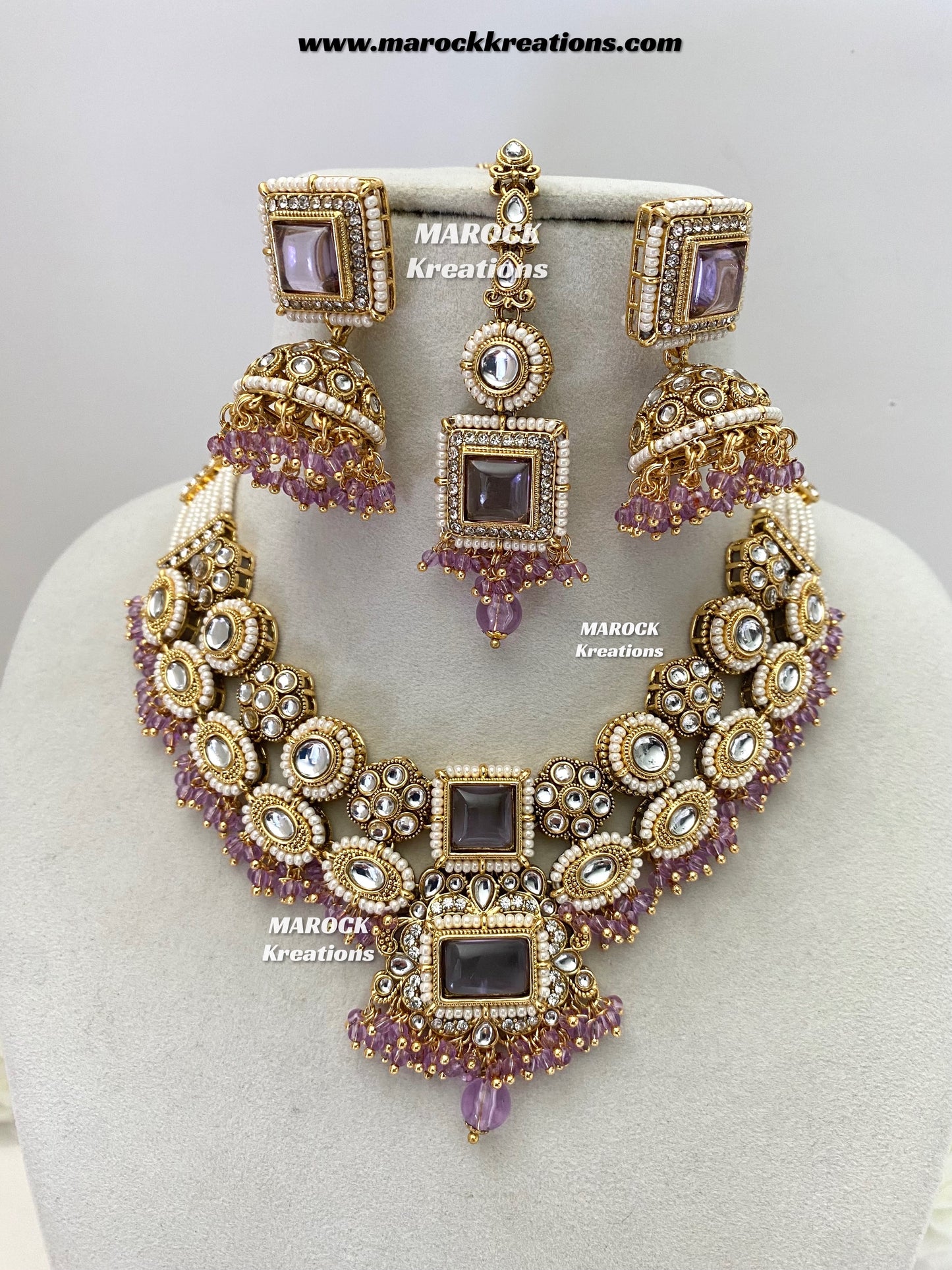 Roshani Premium Quality Kundan Statement necklace set