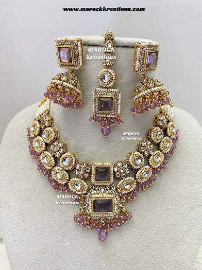 Roshani Premium Quality Kundan Statement necklace set