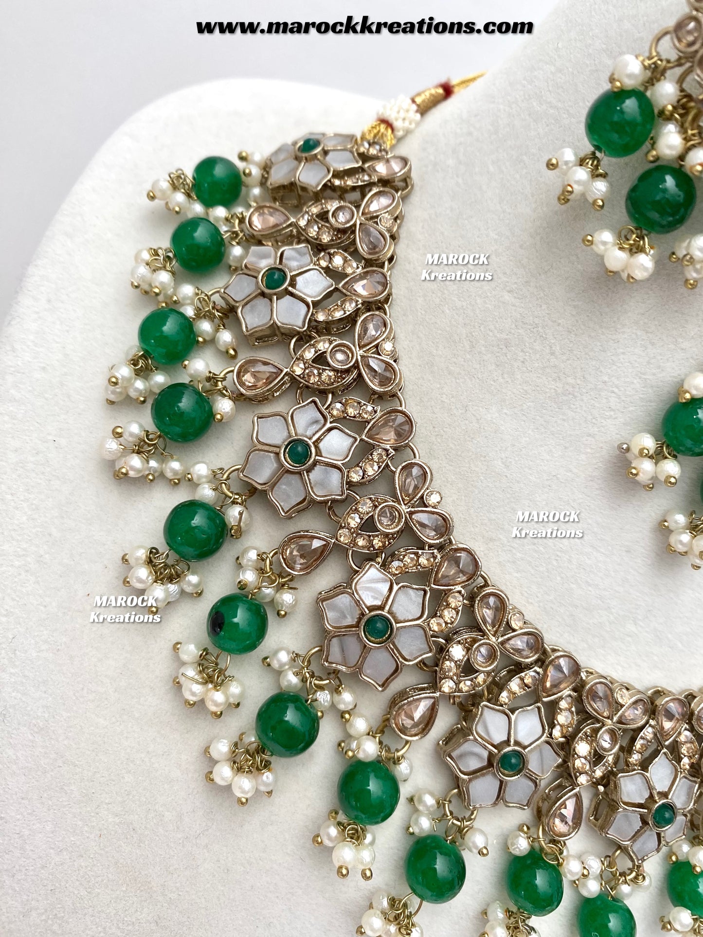 Arpan Antique Gold Polki MOP Statement Necklace set