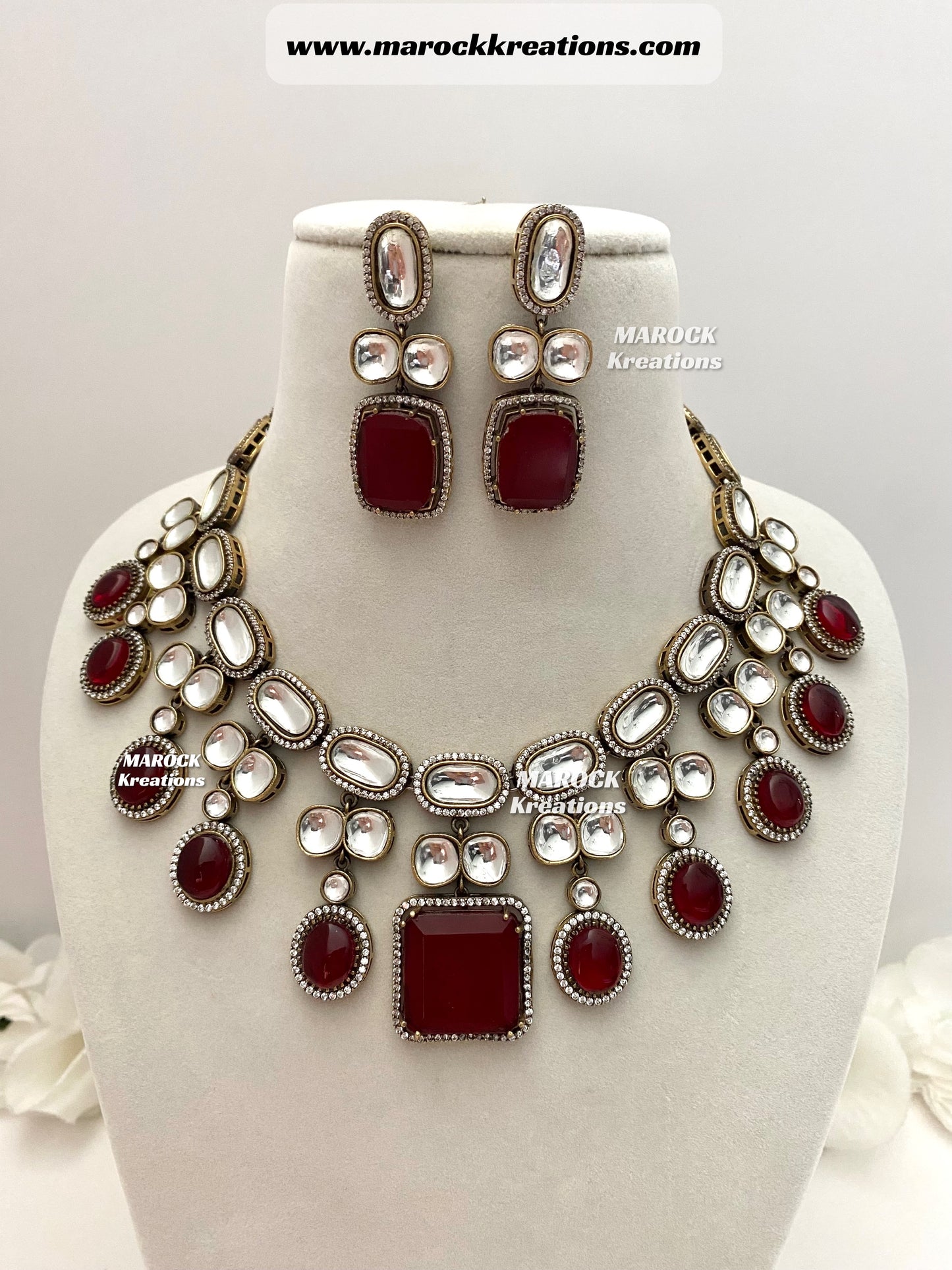 Elena Moissanite Kundan Victorian exclusive Necklace set