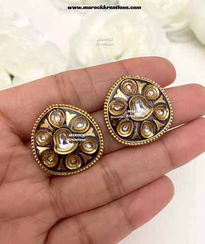 Natashi Meenakari Kundan Studs/Earrings