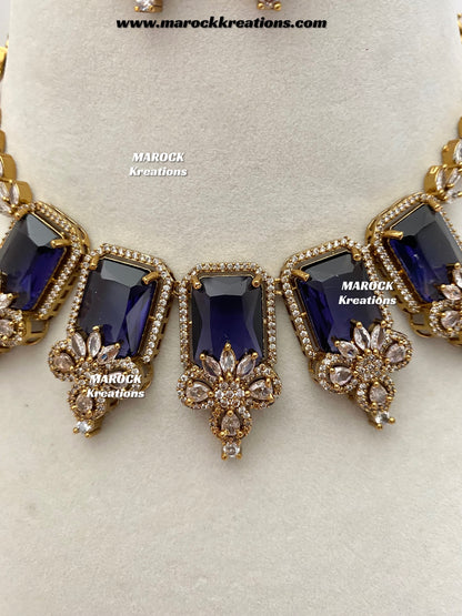 Vikita Antique Gold American diamond Statement Necklace set