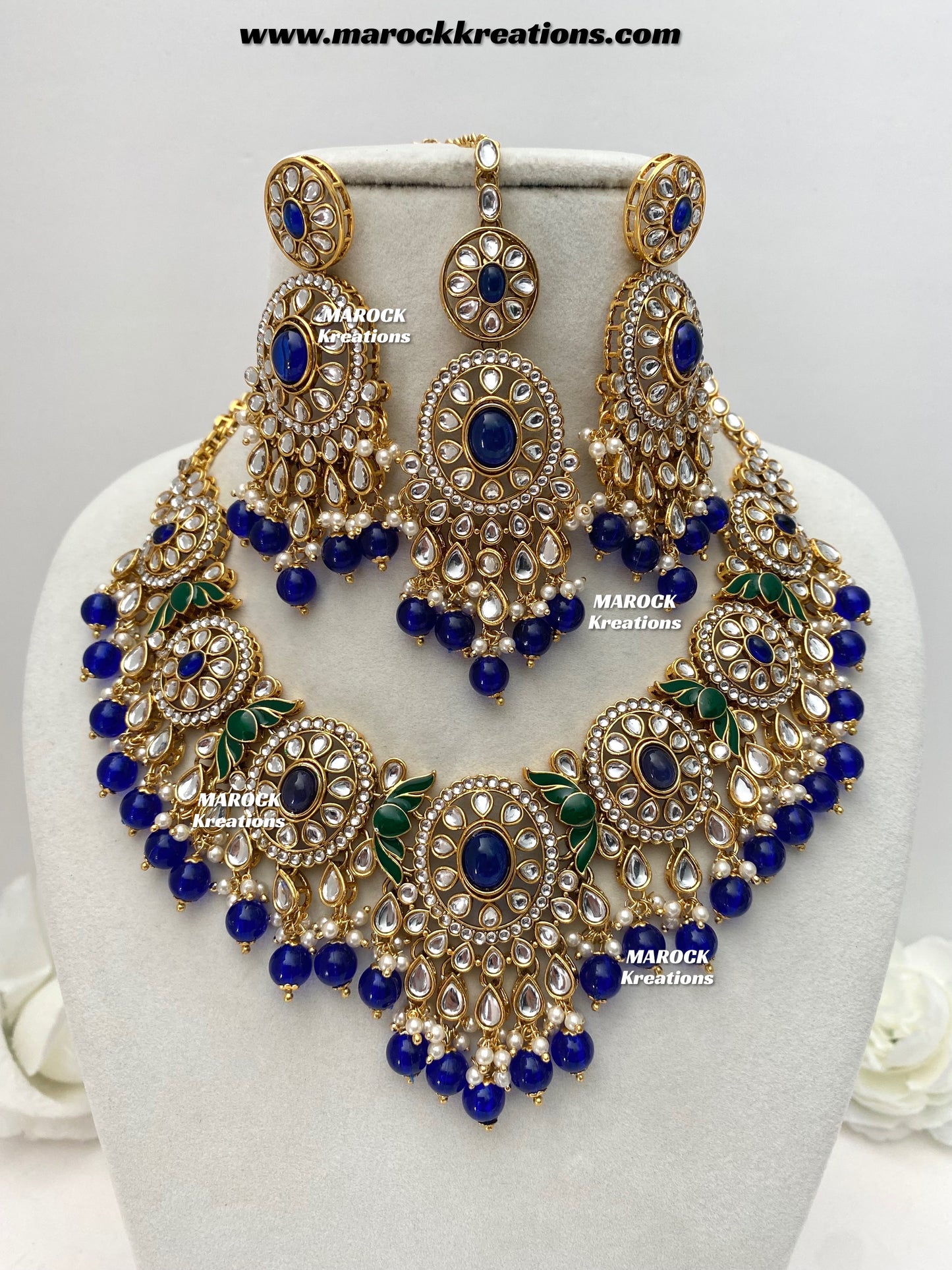 Iqra Premium Quality Kundan Meenakari Statement Necklace set