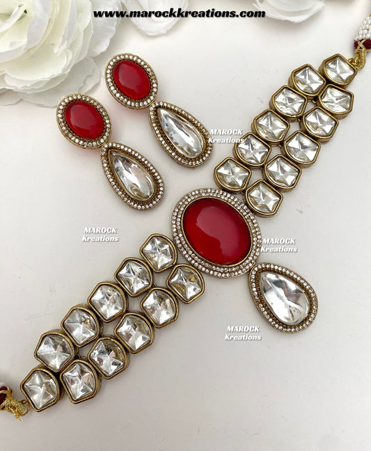 Luxna Premium Quality Kundan Statement Choker set