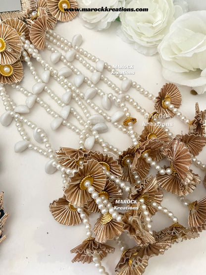 Gotta Patti mirror and shells Paranda with lace/Hair dori/Jago braid accessories