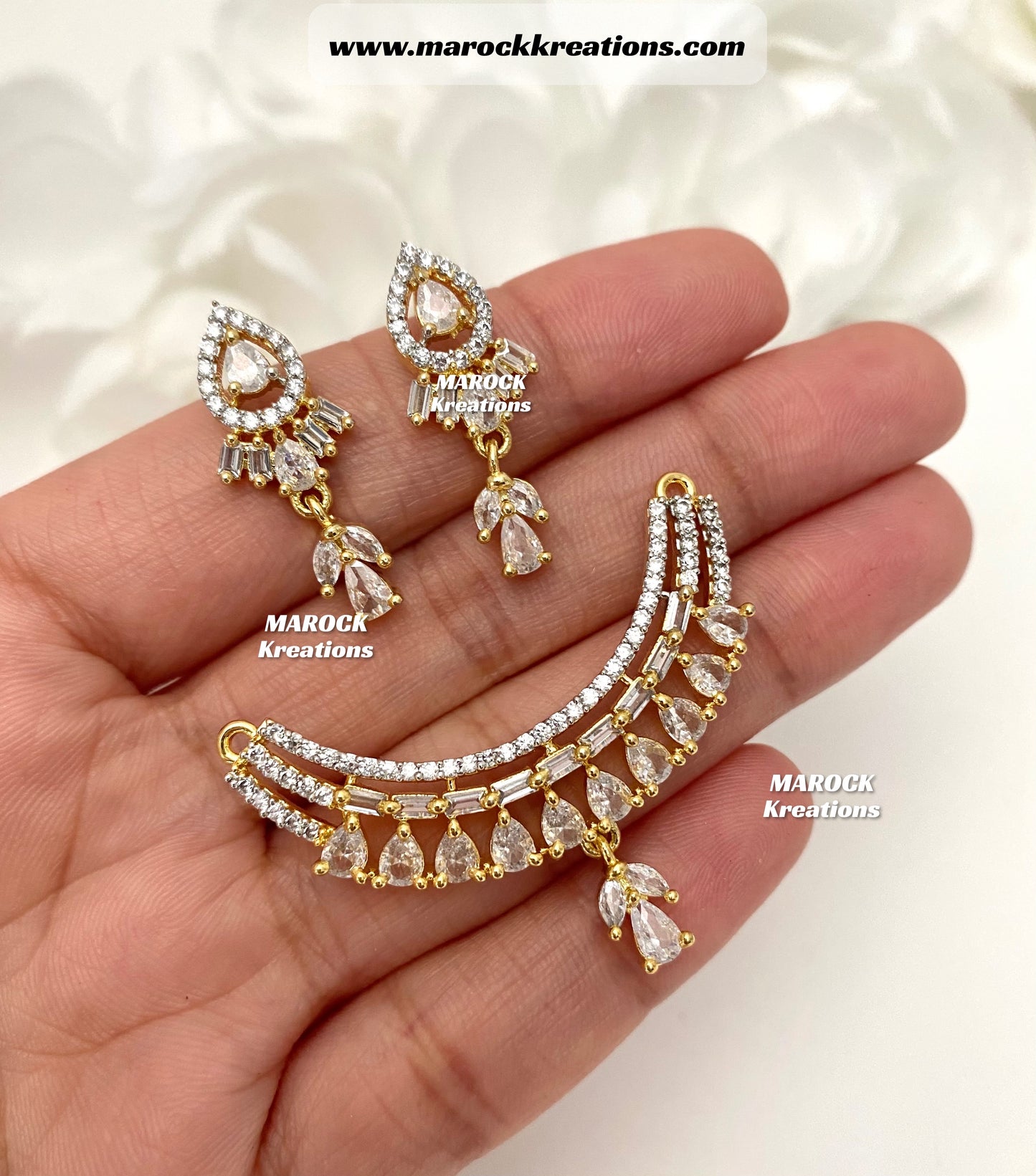 American Diamond Mangalsutra pendant with matching earrings