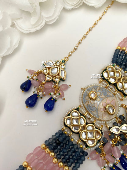 Brinda Premium Quality Kundan Meenakari Statement Choker set