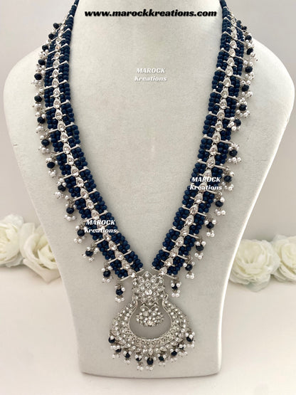 Sarwat Premium Quality Pakistani Silver Navy Blue Bridal set/bridal jewelry