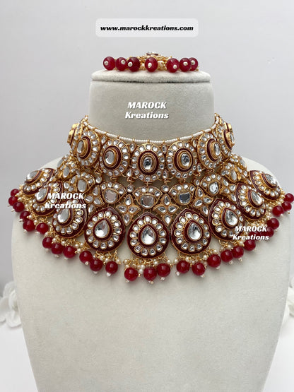 Trendy Uncut Kundan Statement Necklace set/Bridal set