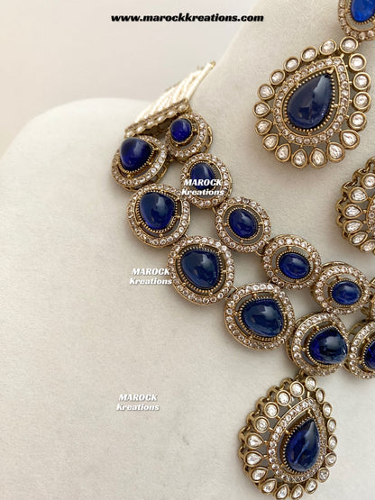 Zafina Premium Quality Moissanite Kundan Statement Choker/Necklace set