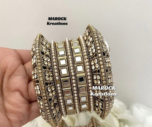 Antique Gold Mirror Bangles/Kade