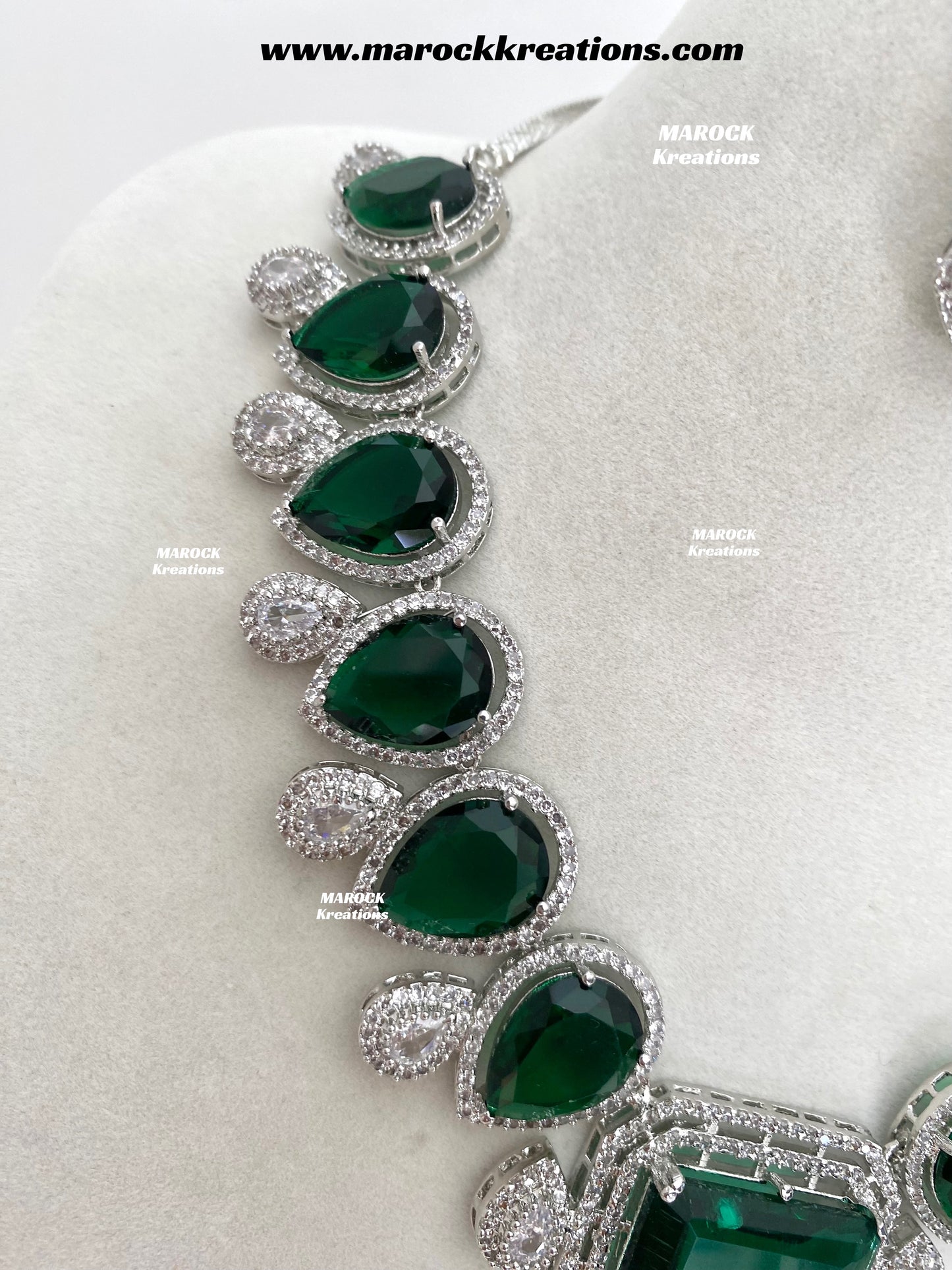 Fariha Silver American Diamond Necklace set