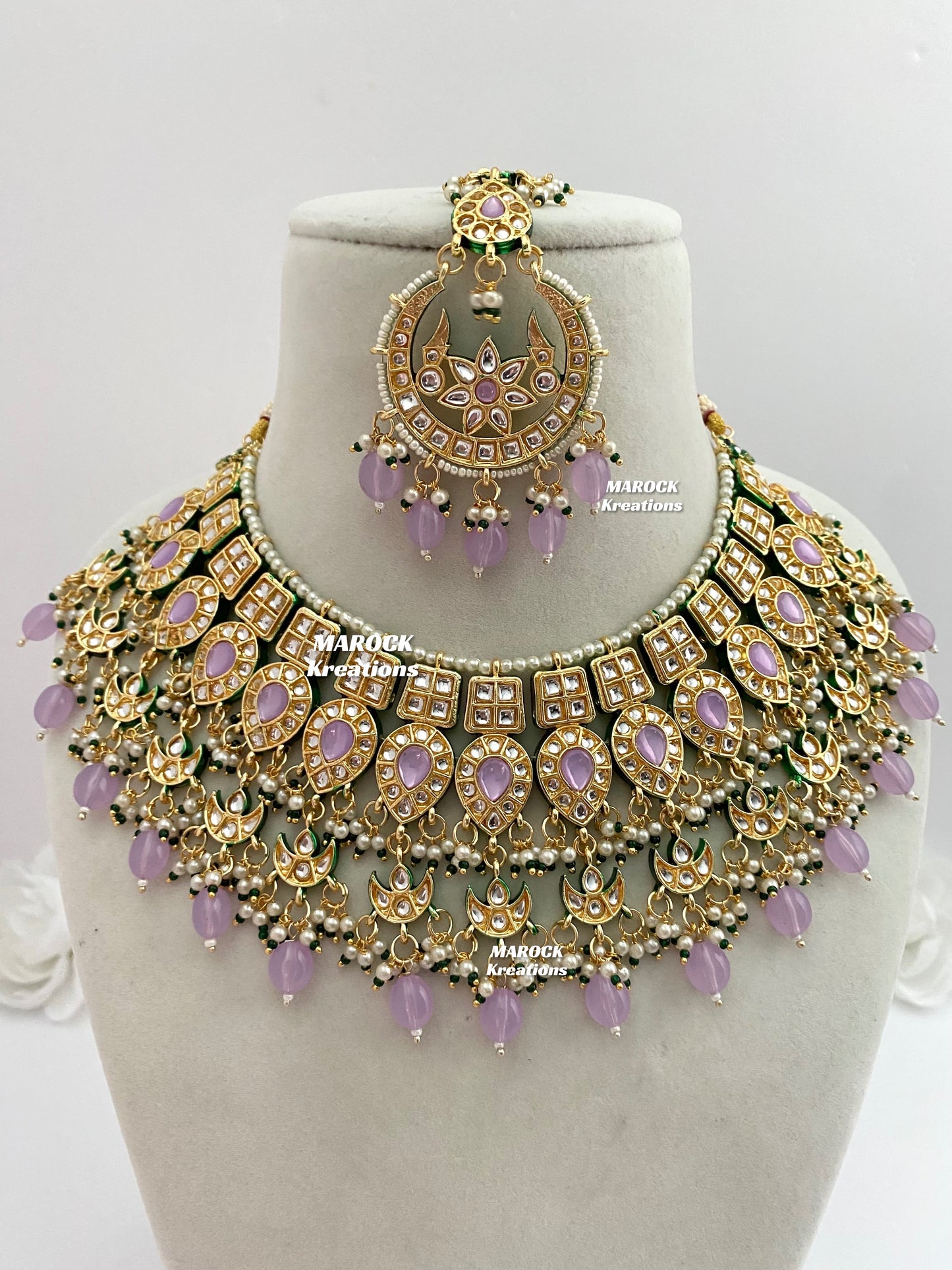 Premium Quality Thappa Kundan Statement Necklace set