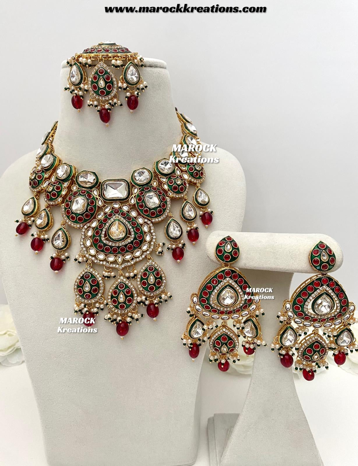 Sanuja Kundan Meenakari Statement Necklace set/Bridal set