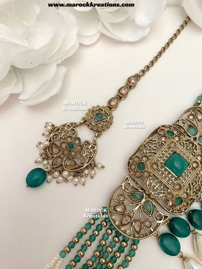 Naila Antique Gold Polki Choker set