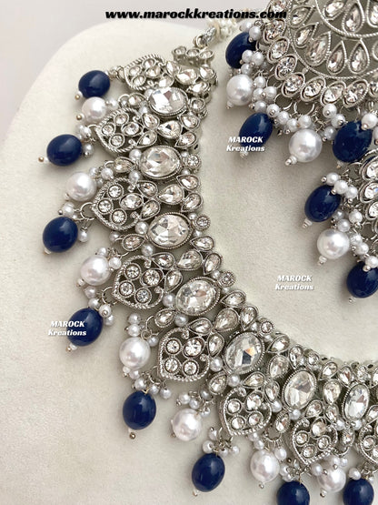Zoila Silver Stone Necklace set