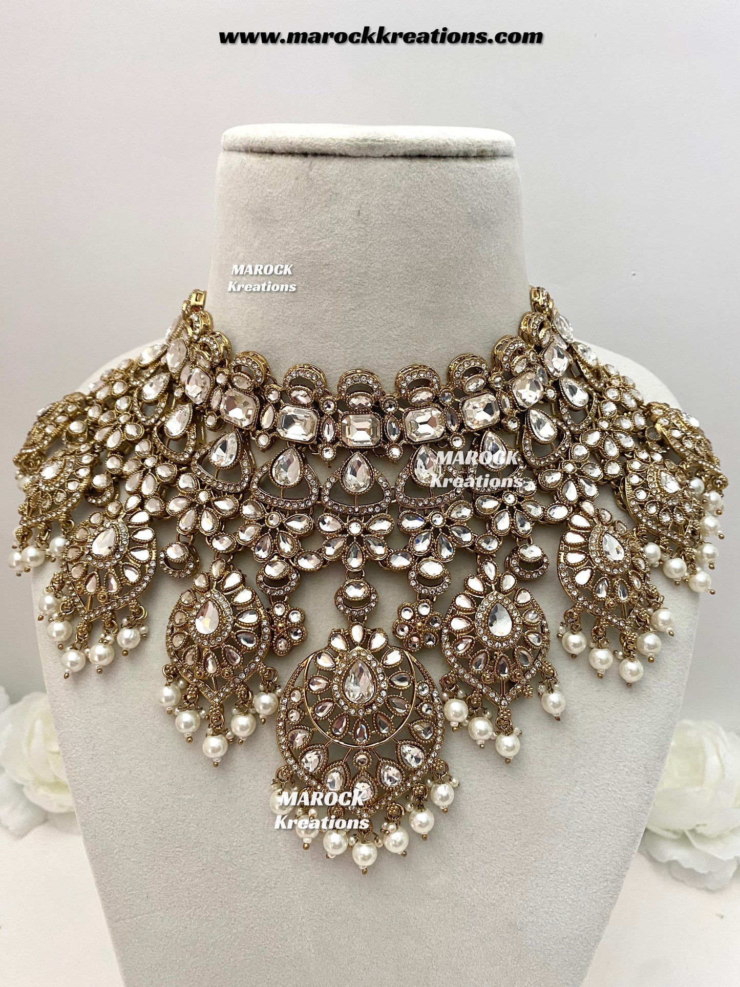 Shinal Uncut Polki Statement Necklace set/Bridal set
