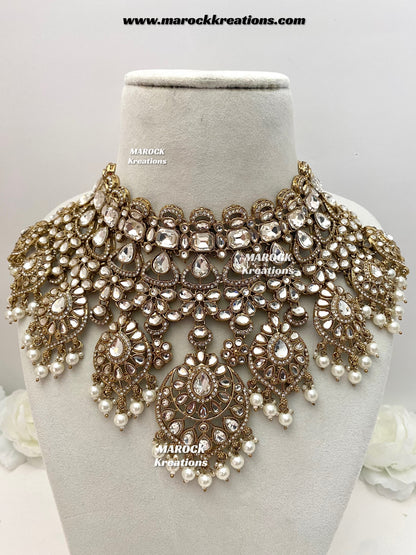 Shinal Uncut Polki Statement Necklace set/Bridal set