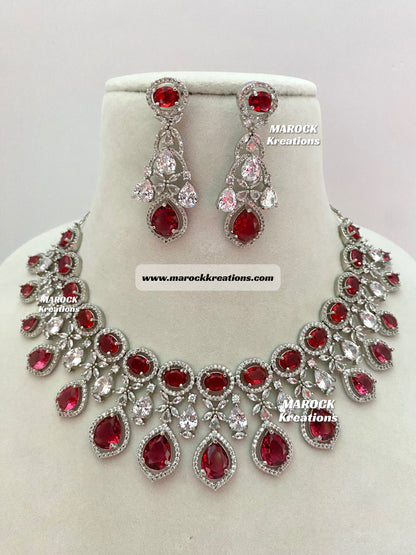 Silver American Diamond Necklace set