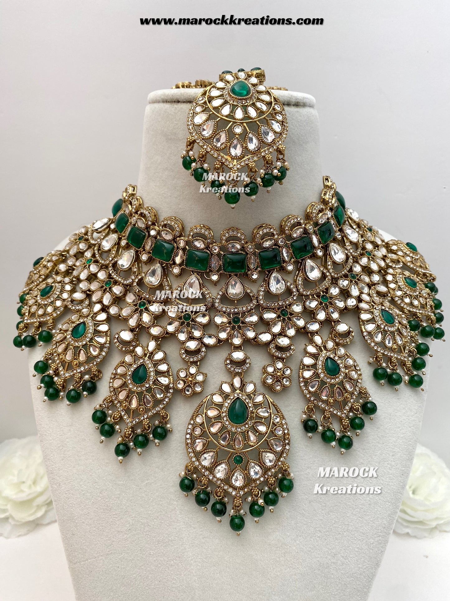 Shinal Uncut Polki Statement Necklace set/Bridal set