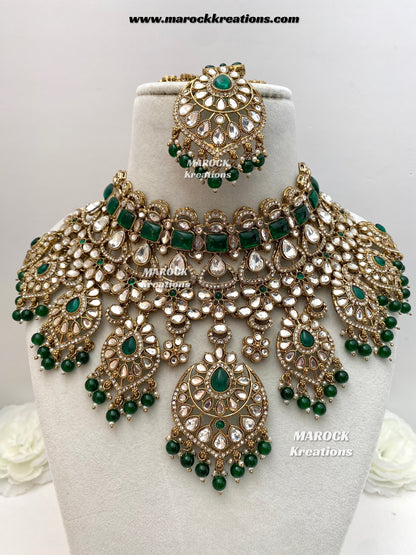 Shinal Uncut Polki Statement Necklace set/Bridal set