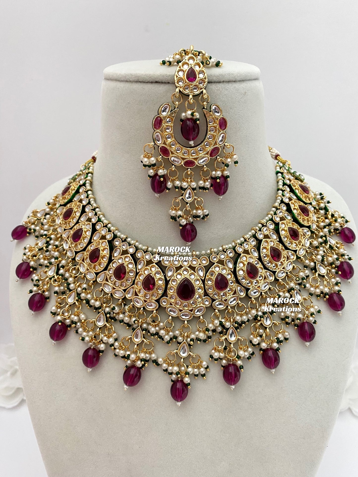 Premium Quality Thappa Kundan Statement Necklace set