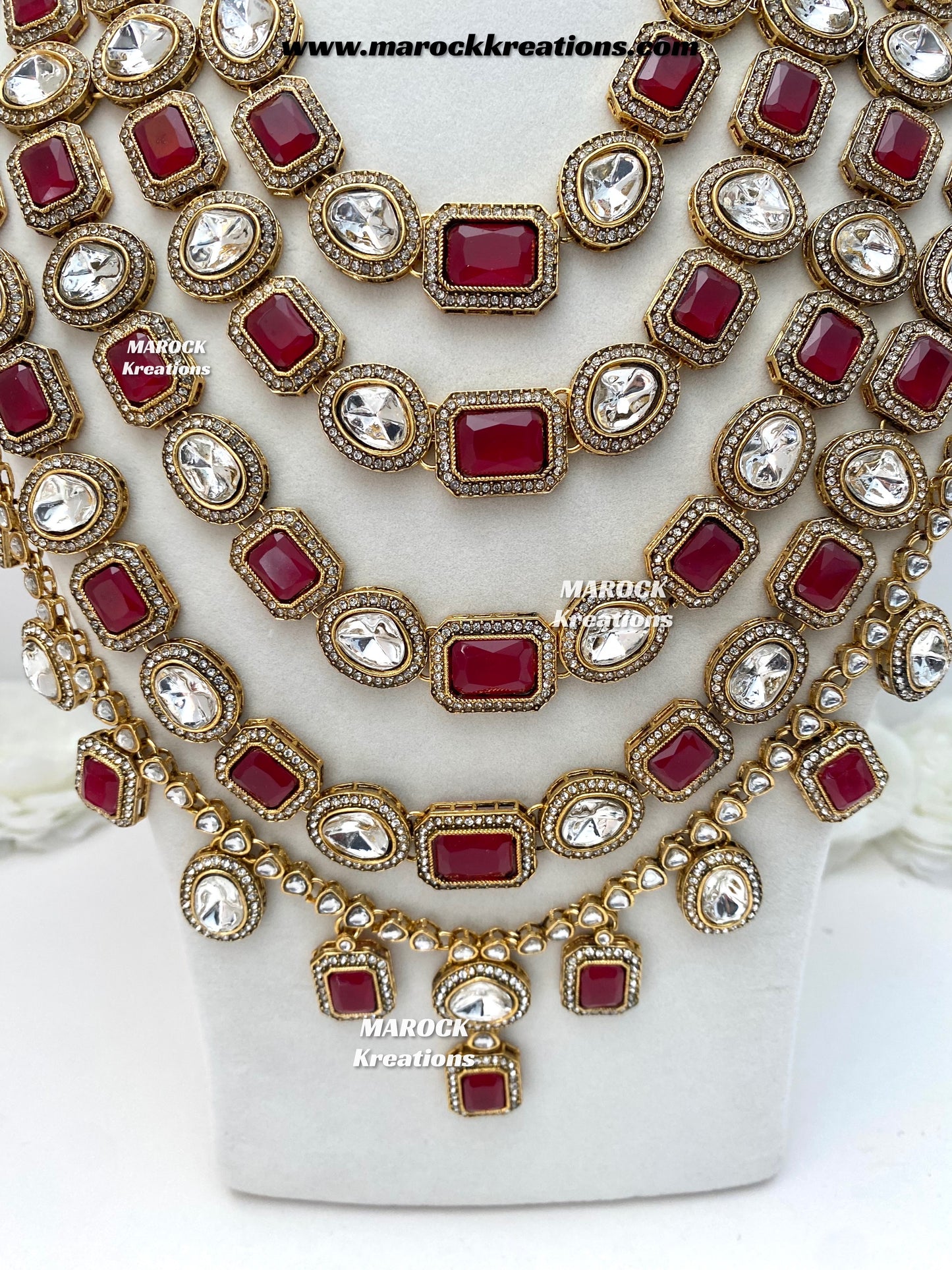 Samira Premium Quality Kundan Multi layer statement Rani haar set