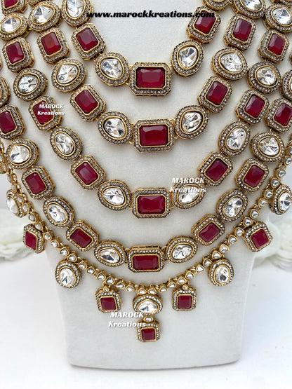 Samira Premium Quality Kundan Multi layer statement Rani haar set