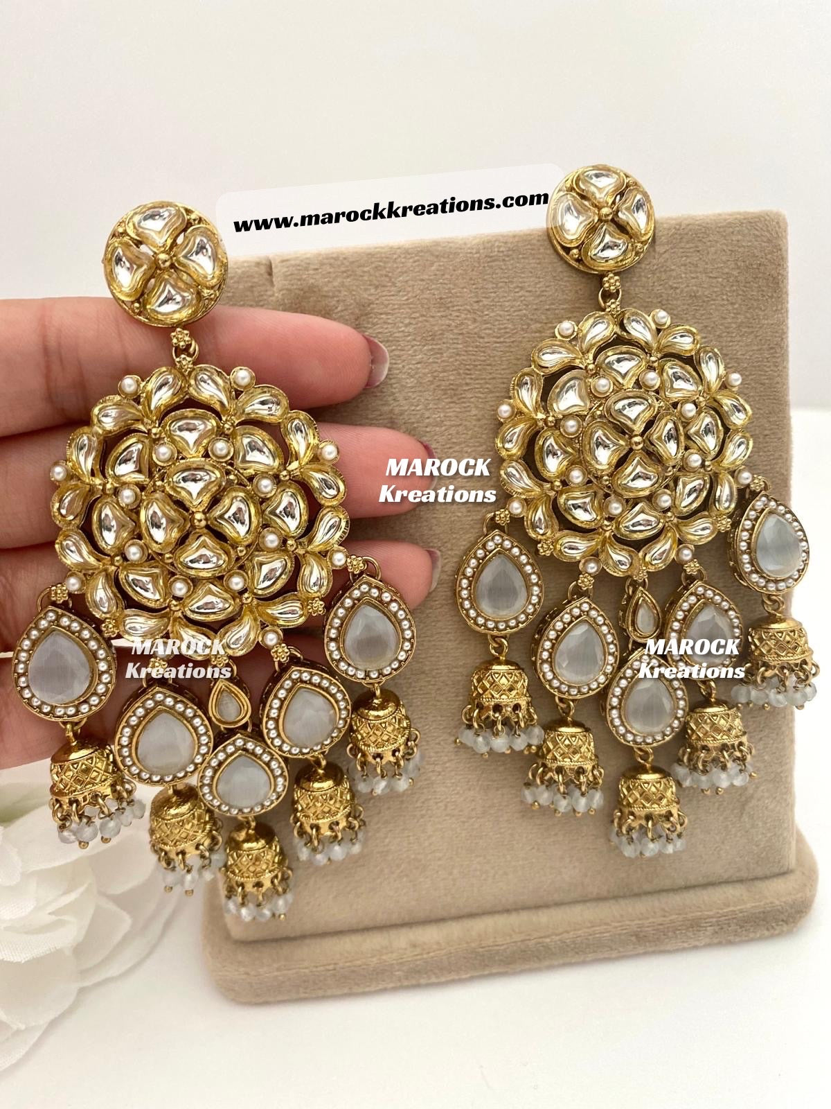 Bollywood style premium quality Kundan Statement Earrings