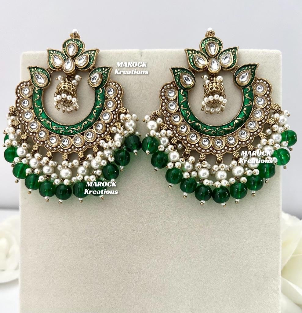 Premium Quality Kundan Meenakari Statement Earrings