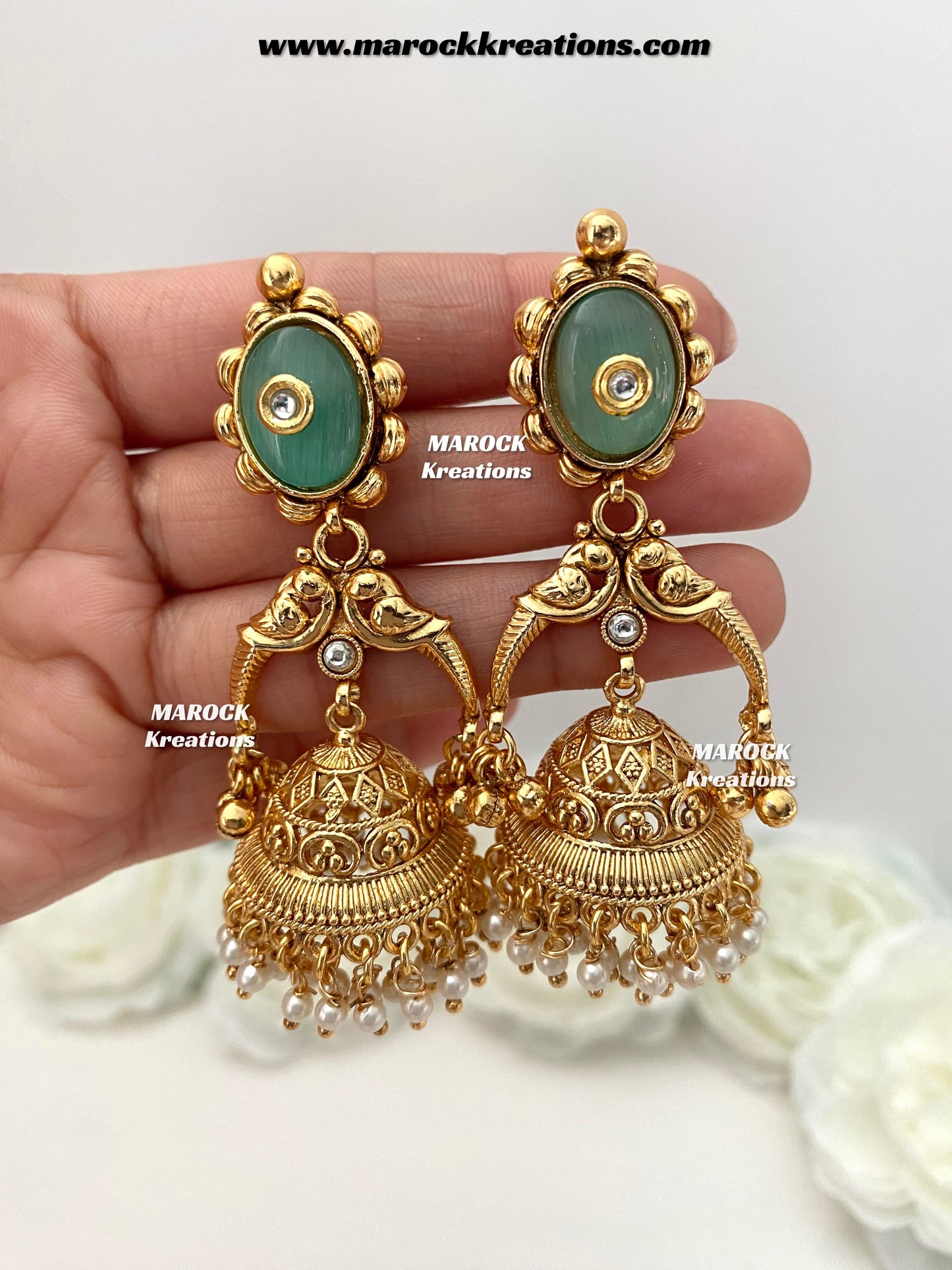 Malti Gold plated Kashmiri Statement Earrings